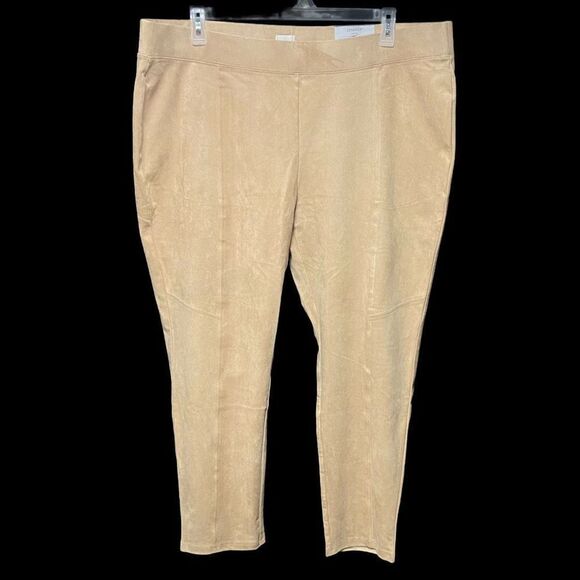 Chico’s Faux Suede Tan Ankle Pants - Picture 1 of 9